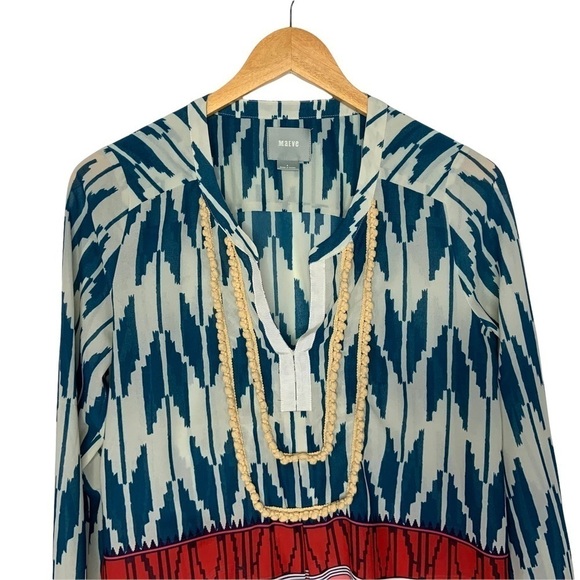 Anthropologie Maeve Womens Aztec Tribal Blouse Sz 4 Long Sleeve Multicolor - Picture 4 of 9